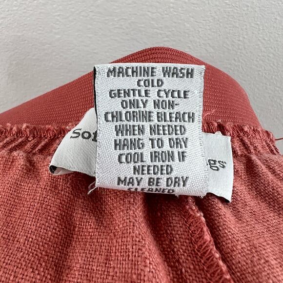 Soft Surroundings Pink Elastic Waist 100% Linen Pull On Straight Leg Pants Sz XL - Picture 4 of 5